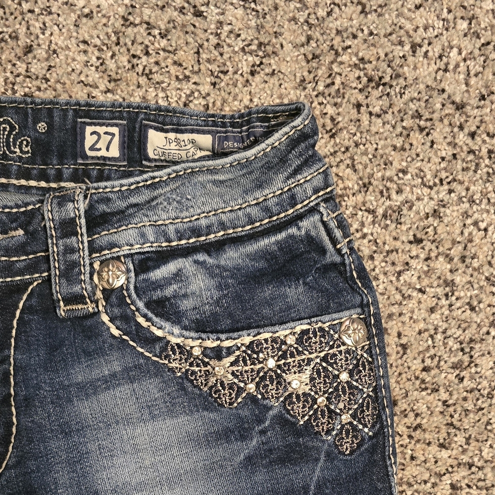 Miss Me Dark Blue Jeans with Lace Accent